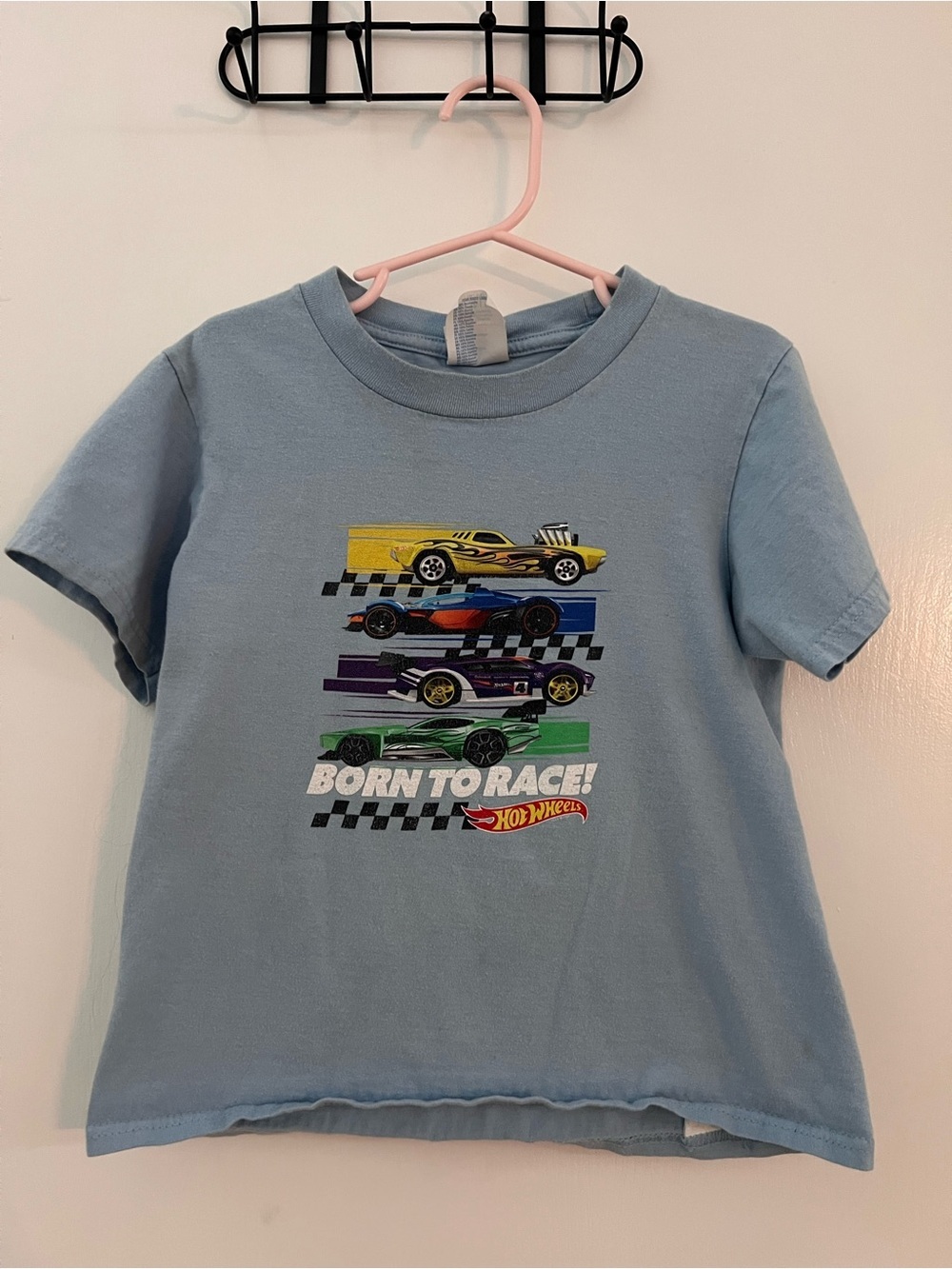 Hot Wheels Born to Race Youth Blue Graphic T-Shirt Size XS 5/6